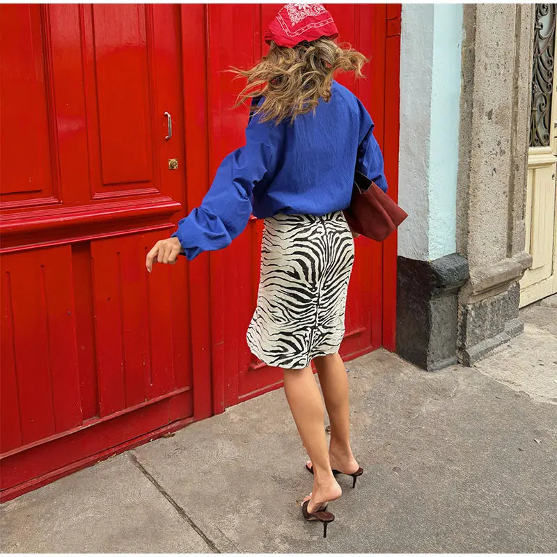 Fashion Zebra Print Women's Skirt High Waist Straight Loose Skirt Chic 2026 Spring Summer New Street Daily Wear Ladies Clothing