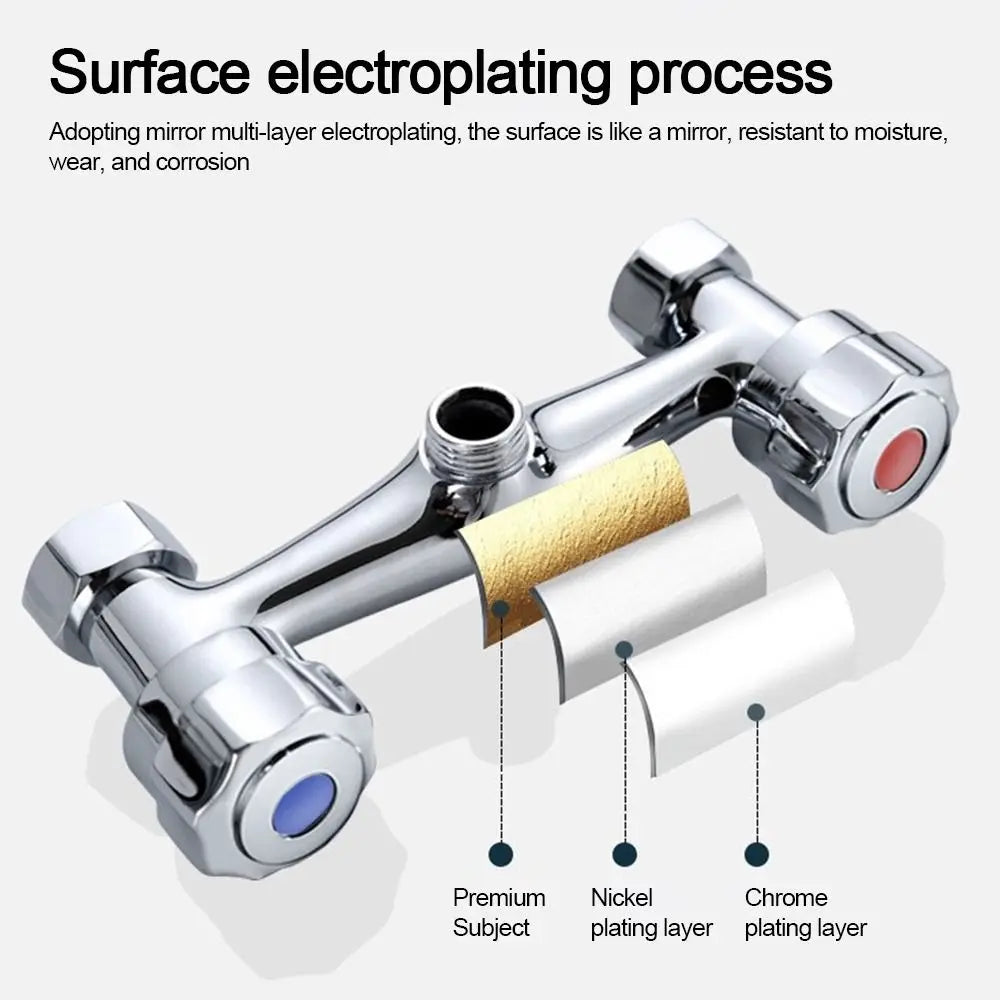 Modern Metal Out Water Inlet Valve Hot and Cold Double Control Double Shower Faucet Valve Wall Mounted Water Tap Mixing Valve