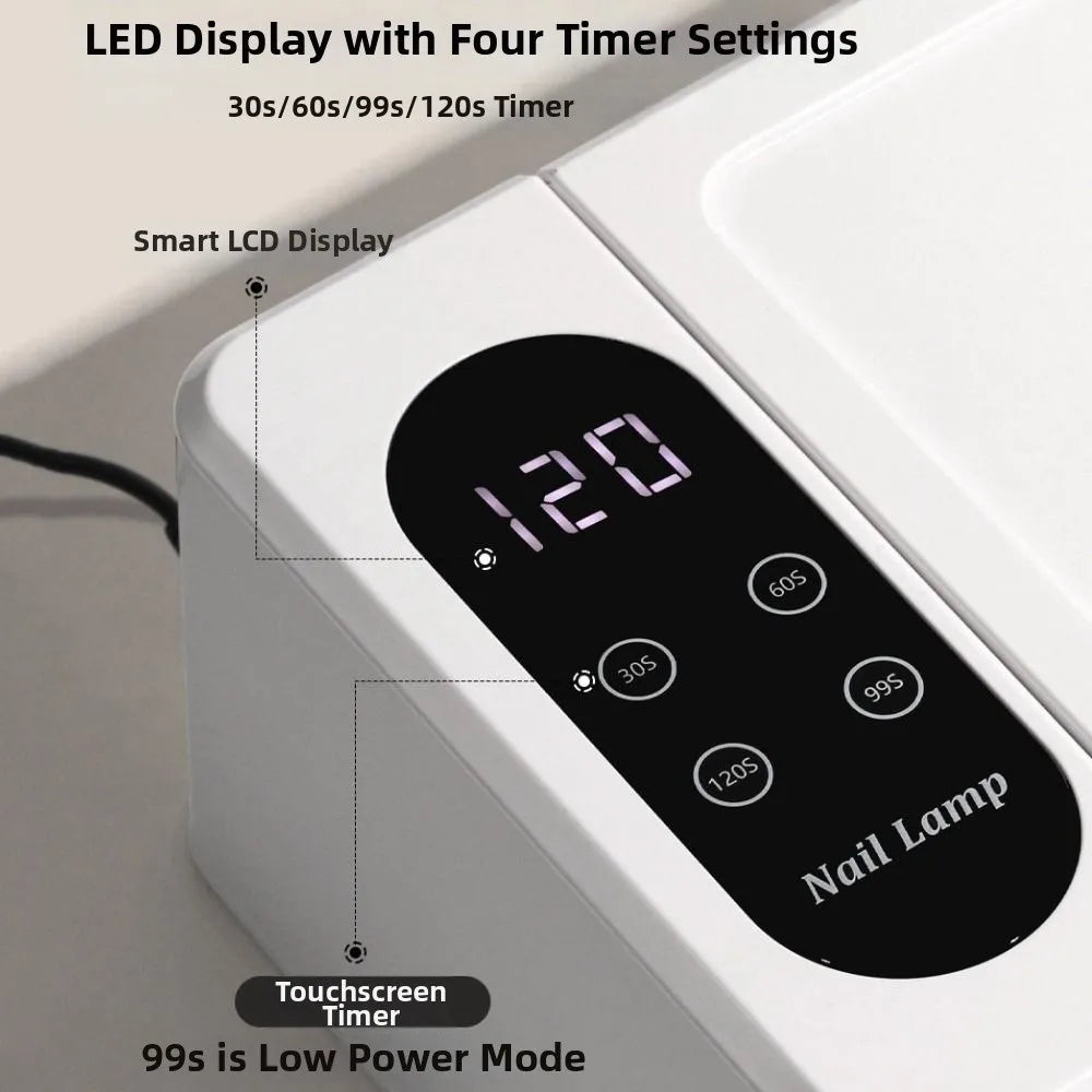 Versatile Dual Hand Nail Dryer Lamp Flip Design 96 LEDS Nail Curing Lamp 30/60/99/120s Timer 2IN1 UV Nails Lamp Salon