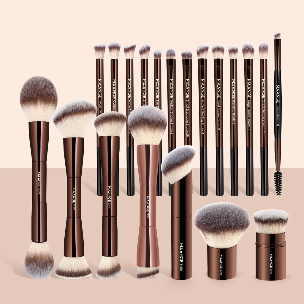 20pcs/set Pro Makeup Brushes Double Ended Foundation Concealers Blush Eye Shadows Brush for Liquid Cream Powder Blending