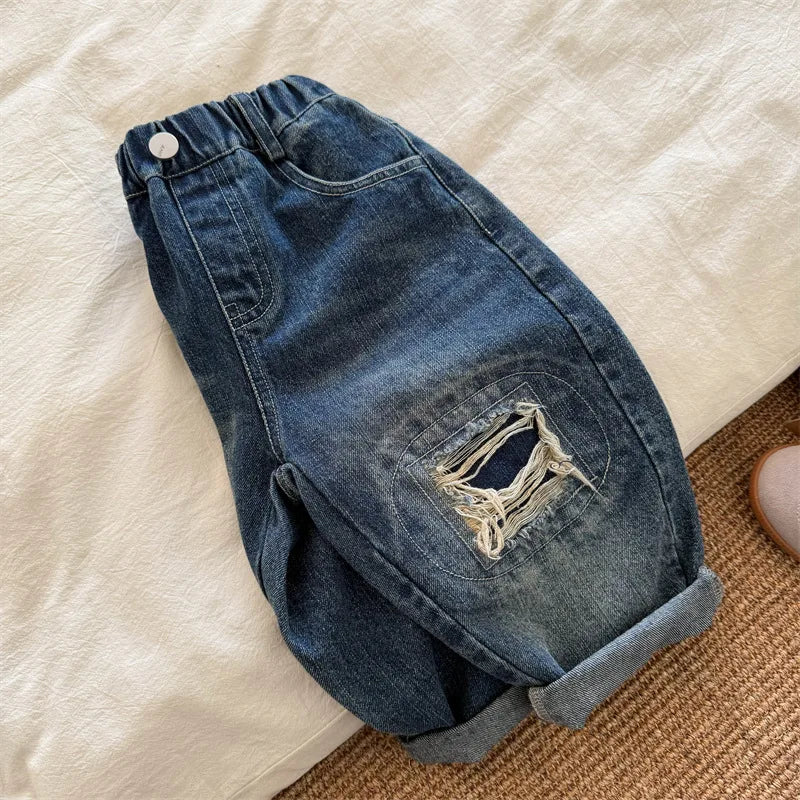 1 2 3 4 5 6 7 Years Boys Denim Pants Spring Autumn Casual Kids Pants Hole Birthday gift Fashion Boys Outdoor Children Clothing