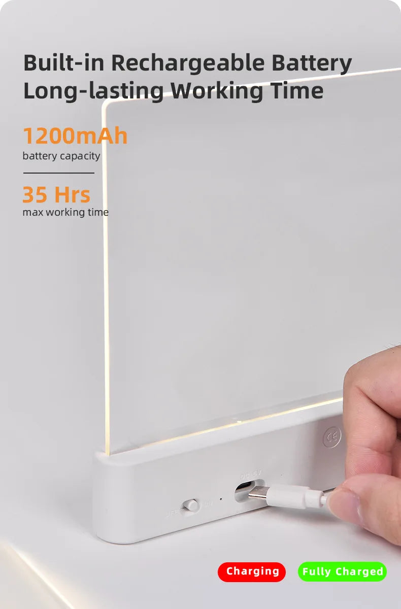 LED Flat Panel Night Vision Reading Light Eye Protection Reading Light Usb Charging Student Night Reading Lamp Book Lamp Indoor