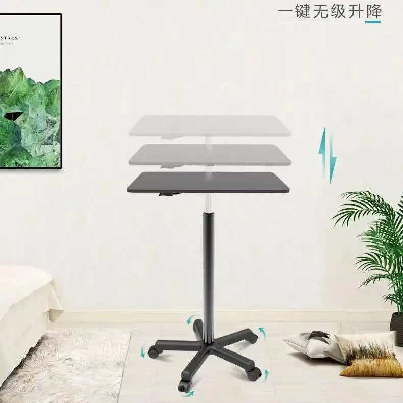 Modern Mobile Adjustable Desk, Dormitory Workstation, Small Bedside Table with Casters, Live Streaming Desk