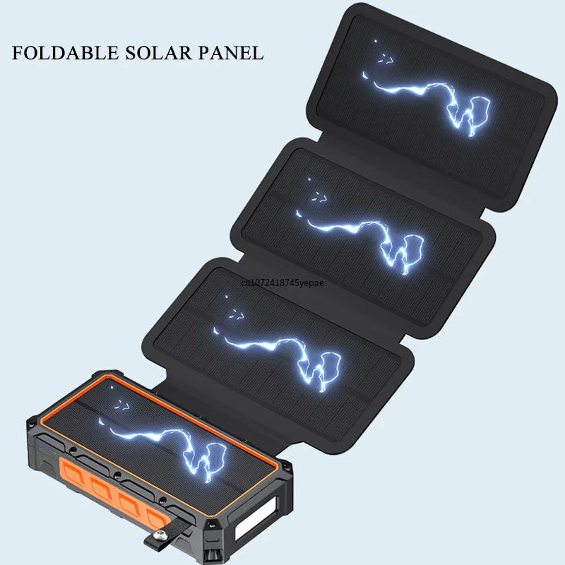 Portable Hand Crank Solar Power Bank With LED Light 20000mAh Large Capacity Fast Charging Powerbank Externala Battery Charger