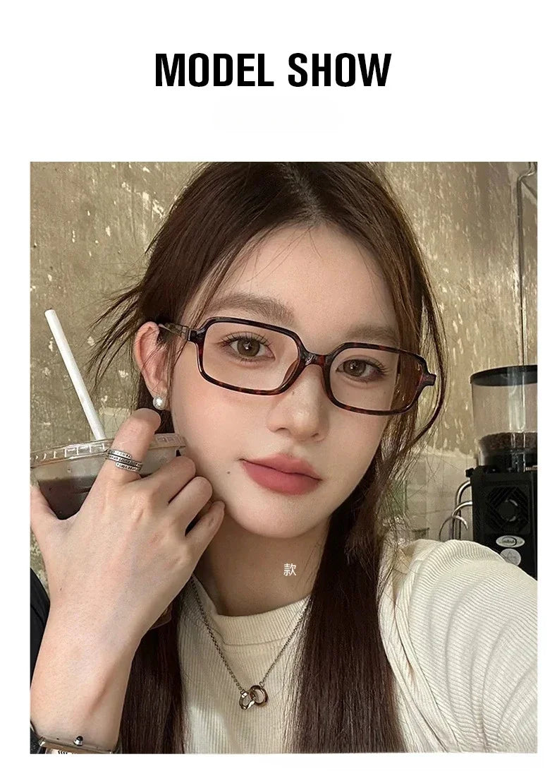 Black Square Small Frame Myopia Glasses Anti Radiation and Anti Blue Light Ultra Light Myopia Glasses Prescription 0 To -4.0