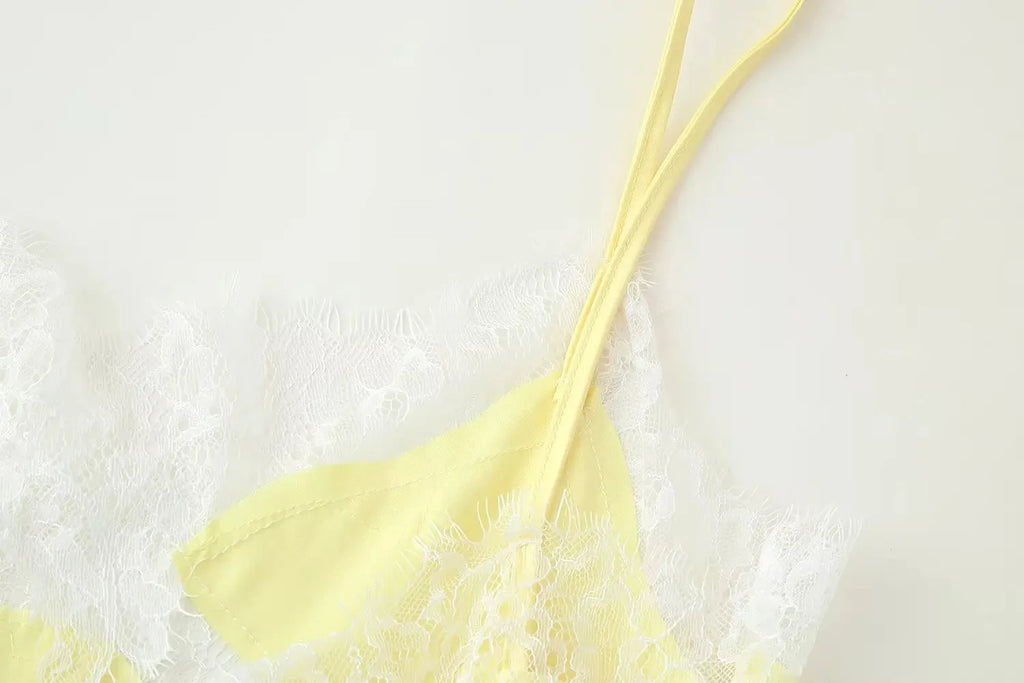 HH Female Summer Fashion Lace Splicing Dresses Solid Sleeveless Asymmetry Backless Slim Women's Sexy Party Sling Mini Dress