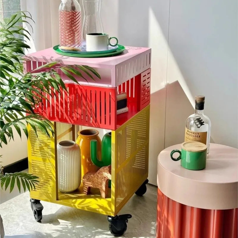 Dopamine Side Cabinet Mobile Storage Cart Dining Rack Te Samans New Te Mobile Cart Storage Cabinet