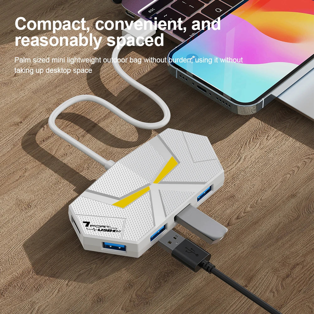 7-in-1 USB Docking Stations USB 3.0 HUB USB Splitter Adapter OTG 5Gbps High Speed Transmission TYPE C Power Supply For PC Laptop