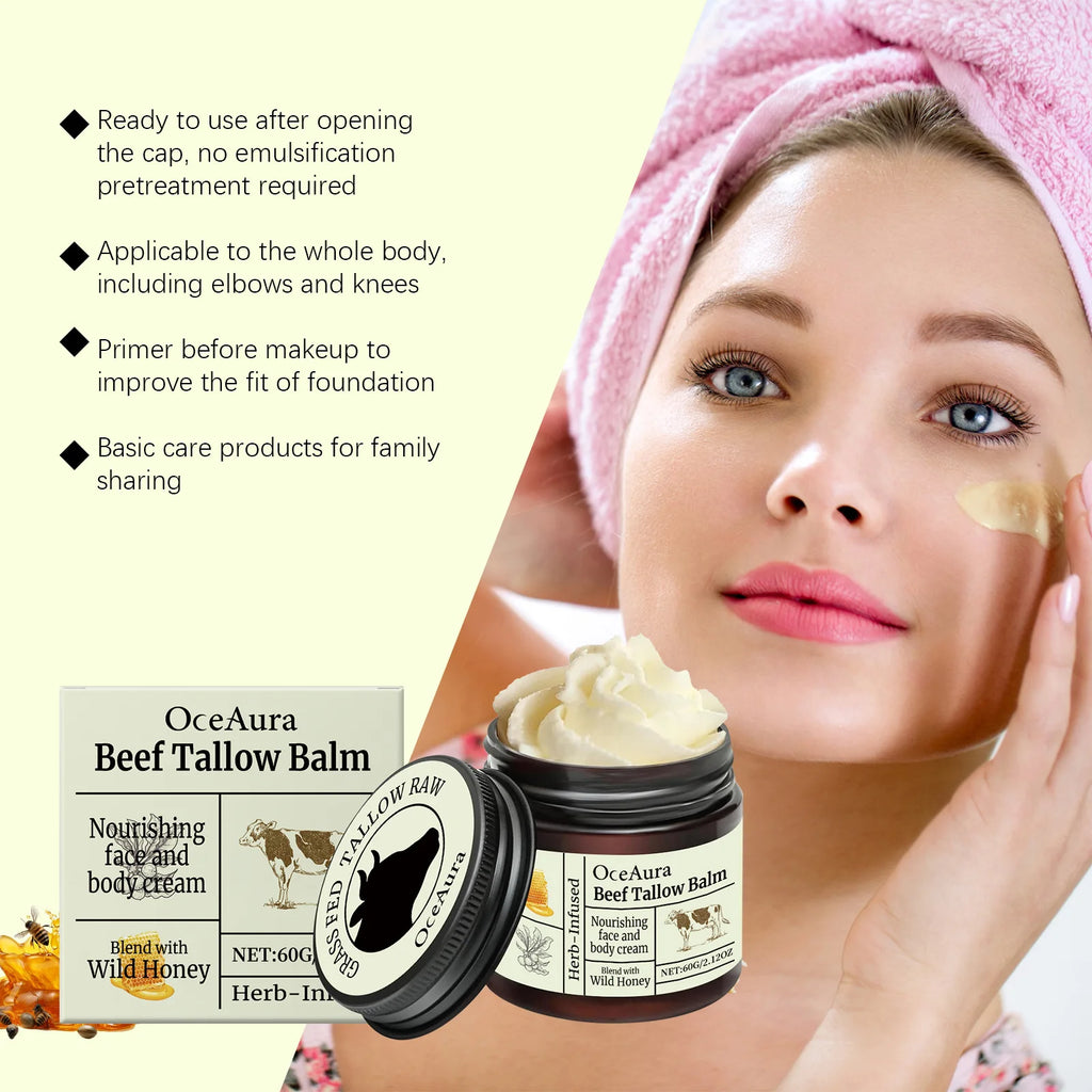 OceAura Beef Tallow Balm Deep Moisturizing Nourishing Brightening Skin Long-Lasting Fragrance Refreshing Care Face Body Lotion