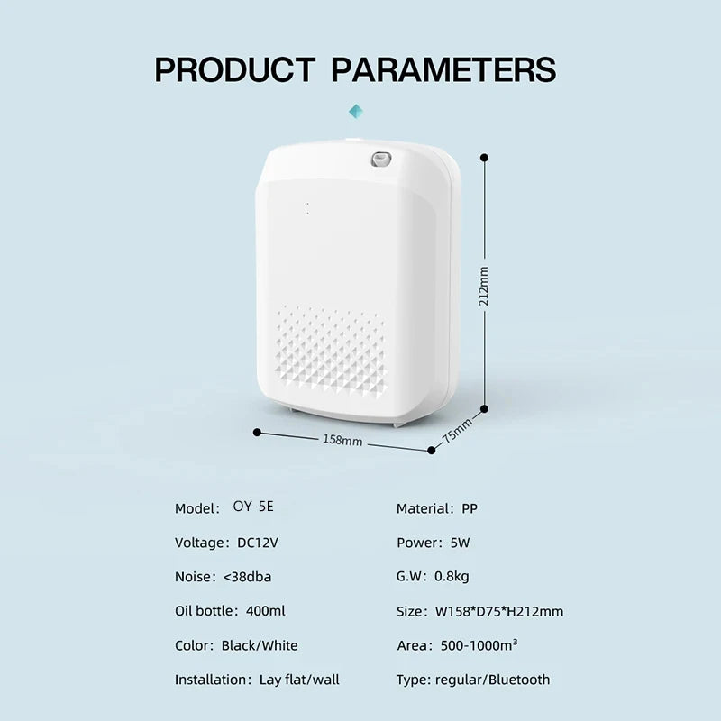 Room Fragrance Diffuser Wall Mounted Hotel Air Freshener Bluetooth Flavoring Diffuser For Essential Oil Electric Smell For Home