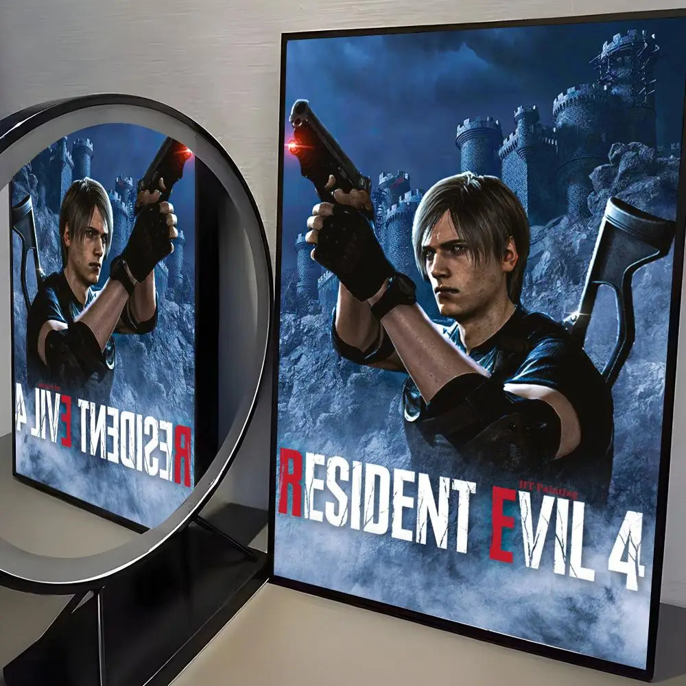 R-Resident Evil Game Poster Home Living Bed Room Bar Hallway Sticky Wall Art Printing Aesthetic Decor