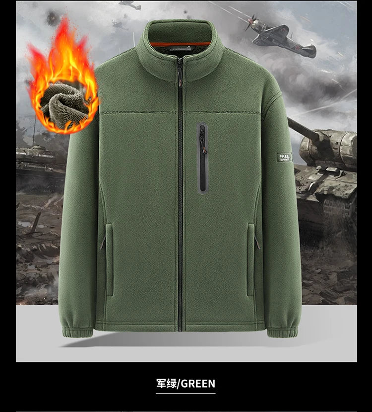 New Outerwear Men's Fleece Jacket Sweatshirts Male Thick Fleece and Windproof Sweatshirts Men Stand Up Collar Zipper Jacket Coat