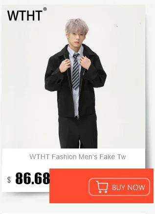 WTHT Fashion Men‘s Plush Spliced Thicken Design Loose Coats Trendy 2025 Autumn Solid Color Laple Casual Jackets Male 2A2218