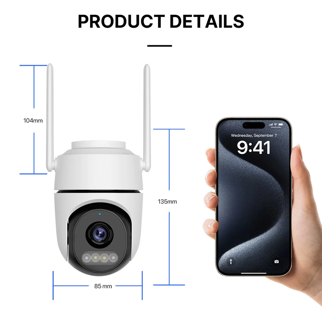 WONSDAR 2pcs PTZ WiFi Camera Outdoor IP Camera Video Surveillance Smart Home Security Protection Motion Detection Alarm iCsee