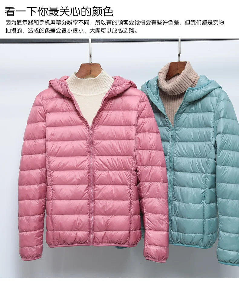 2024 New Women Thin Down Jacket White Duck Down Ultralight Jackets Autumn And Winter Warm Coats Portable Outwear