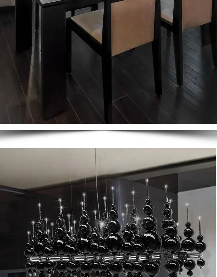 Luxury Living Room Black Chandelier Designer Tears From Moon Chandelier For Ceiling Restaurant Large Dining Table Hanging Lamp