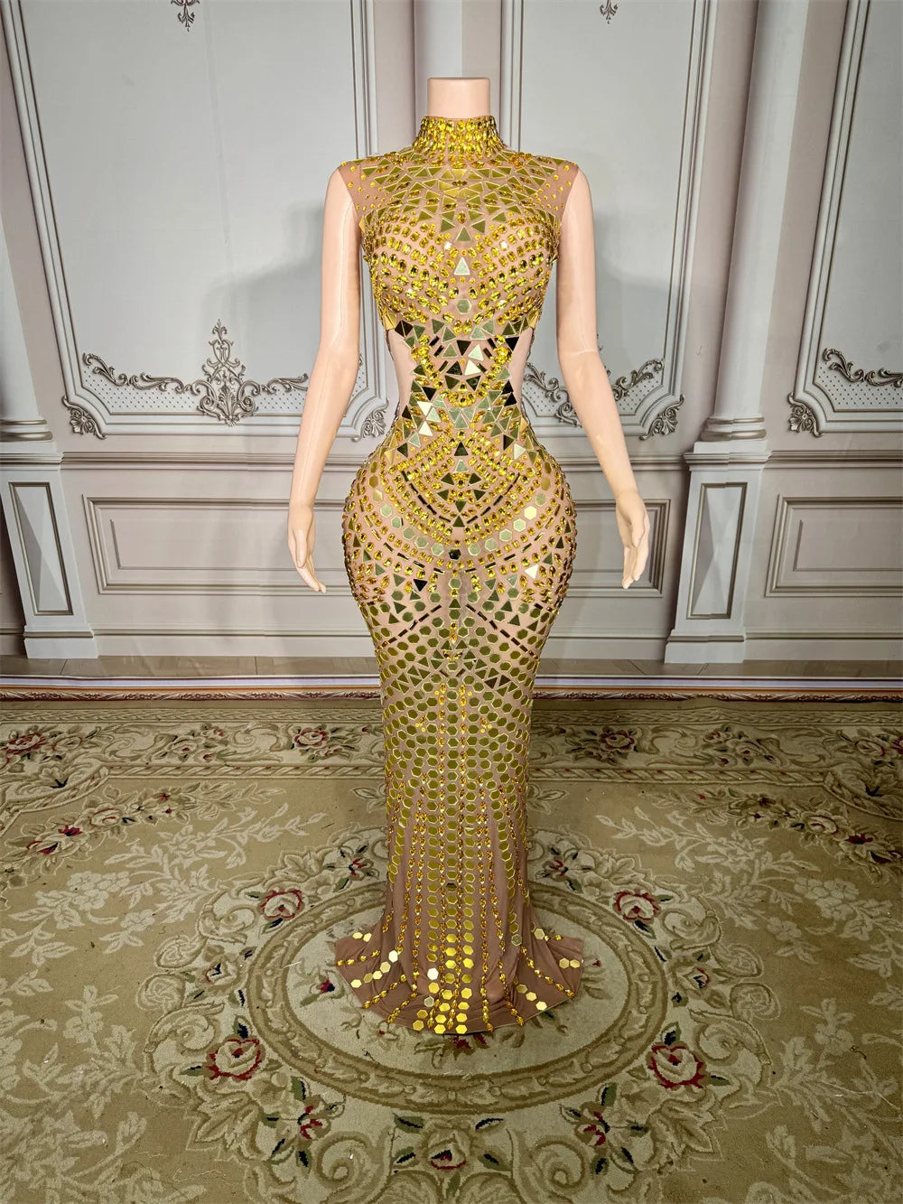 2025 Luxury Women Elegant Dress Rhinestone Sequin Long Dresses Celebrate Birthday Party Prom Outfit Concert Carnival Dresses