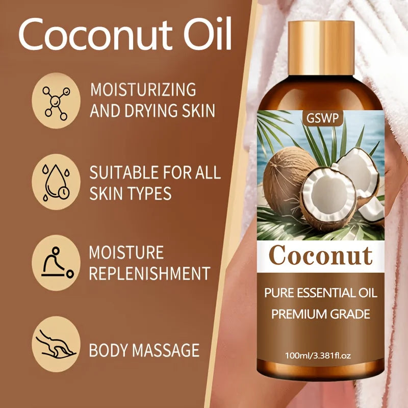 GSWP Coconut Moisturizing Essential Oil, Deeply Moisturizing and Nourishing, Can Be Used on Skin, Hair, and Other Area.100/200ml