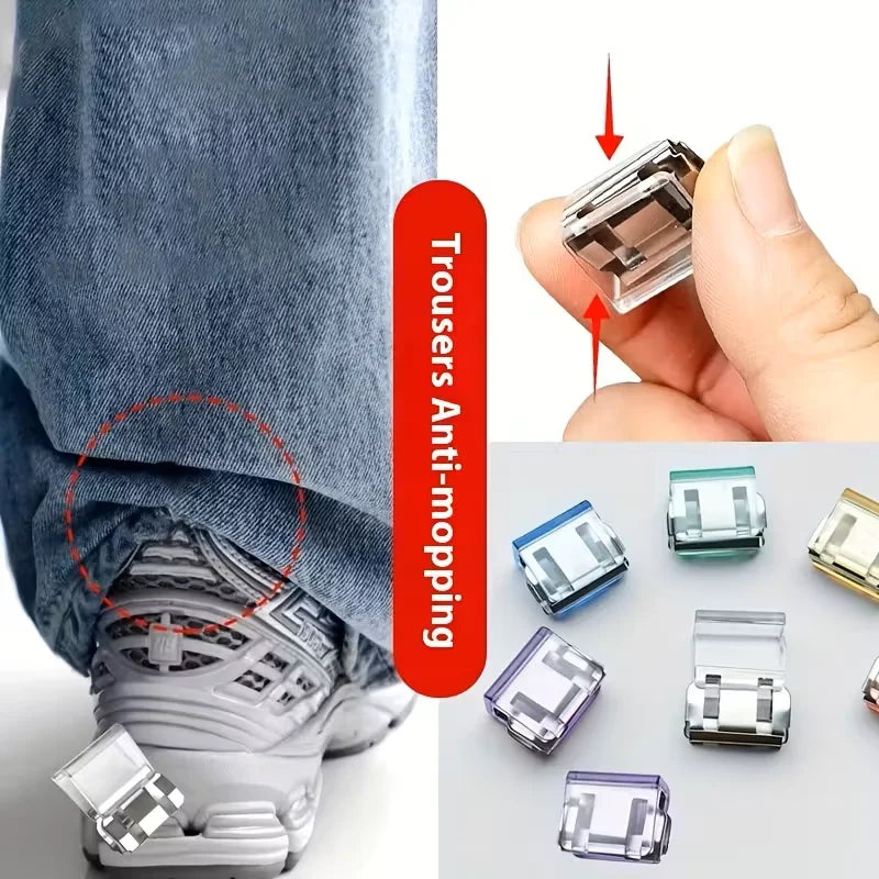 10pcs Invisible leg shortening device, adjustable anti slip hidden clip, suitable for jeans, no need for sewing clothes adjuster