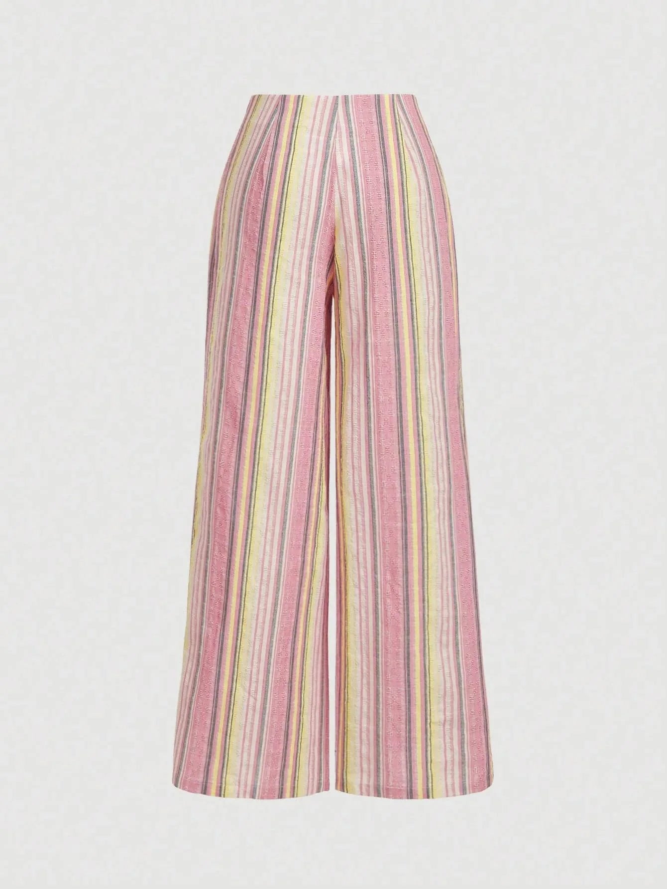 Women Loose Striped Printed Casual Pants 2026 Summer Autumn Elegant Drawstring High Waist Bohe Vacation Versatile Long Trousers