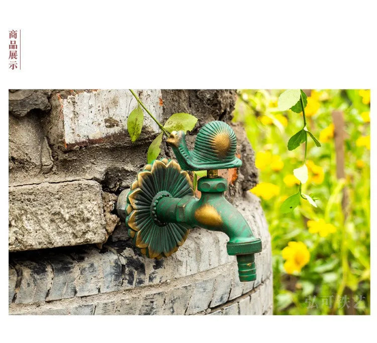 Bathroom Garden Faucet Antique Brass Kindergarden Wall Mount Animal Cold Water Faucet Basin Faucet