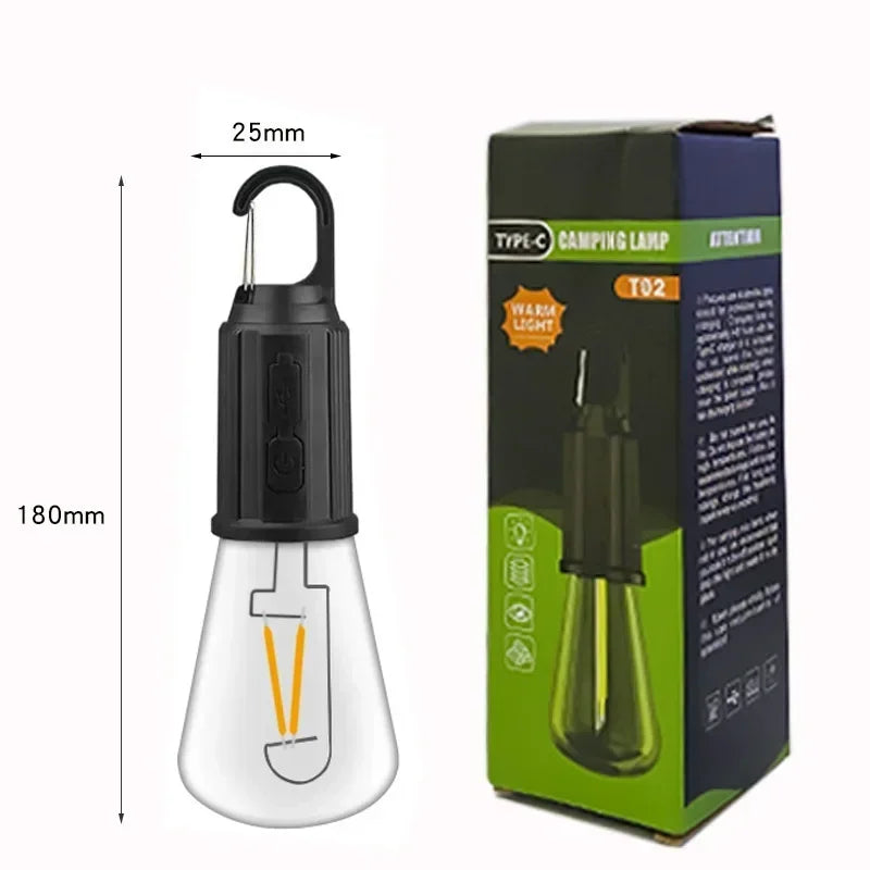LED Lamp Bulbs Portable Camping Lights Outdoor USB Charging Night Lights Waterproof Flashlight Essentials Emergency Lighting