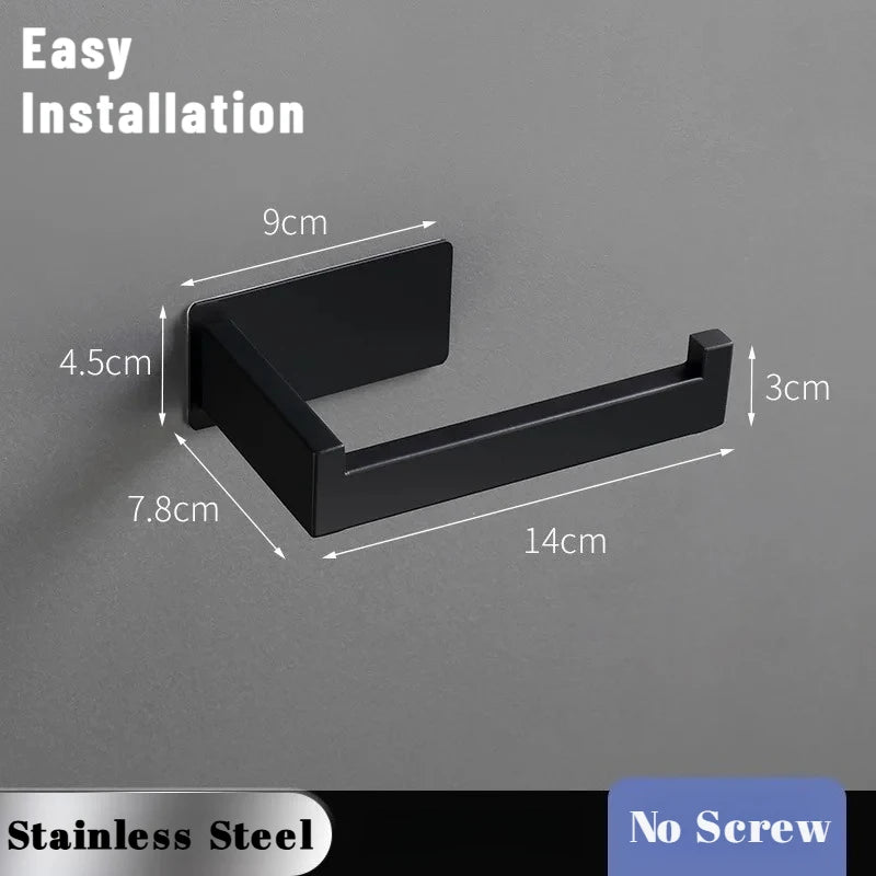 Stainless Steel Hygienic No Drill Toilet Paper Holder Wall Mounted for Bathroom Kitchen Tissue Roll Holder No Screw