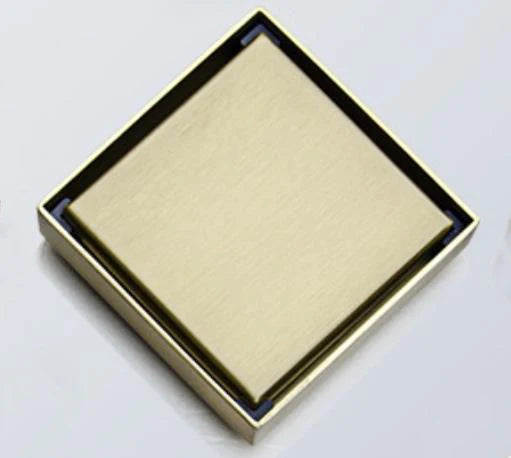 stainless steel Brushed Gold Floor drain 10*10cm Shower Square Deodorization Type Bathroom Water Flow Tile Insert Drain