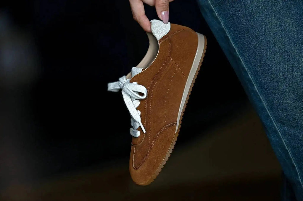 Genuine Leather Brown Suede Flat Loafers Shoes Woman Lace Up Leisure Wome Shoes Autumn Casual Comfort Vacation Lovers Shoes