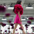 Beautiful Fuchsia Mini Party Dresses With Handmade Flower Details Short Women Dresses To Engagement Party