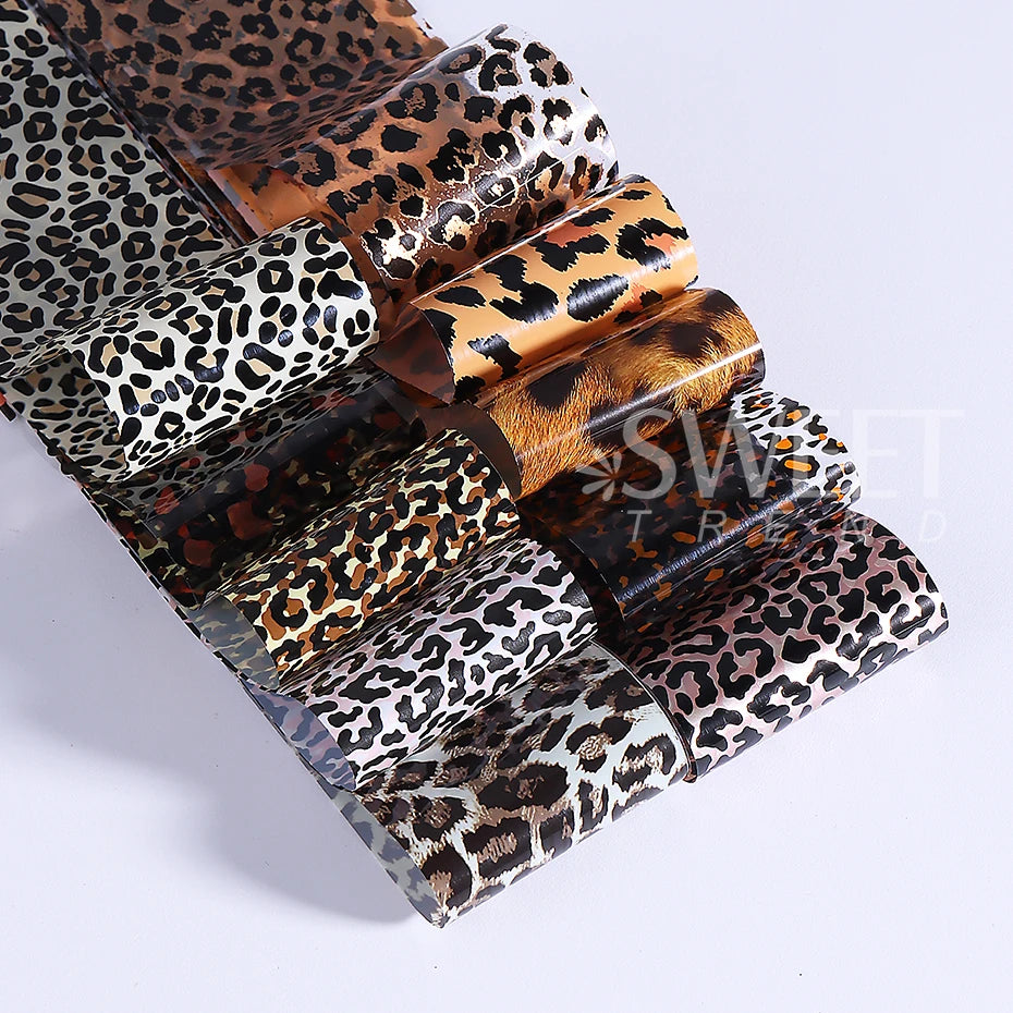 1Box Leopard Print Transfer Nail Foils Sticker Sexy Wild Animal Pattern Design Transfer Decals Sliders DIY Manicure Decoration