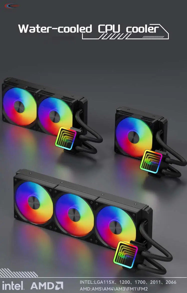 Water Cooler 120MM RGB Fan Processor Heatsink 120mm PC Water Cooling Radiator For Intel 2011/1700/155X AMD AM4 AM5