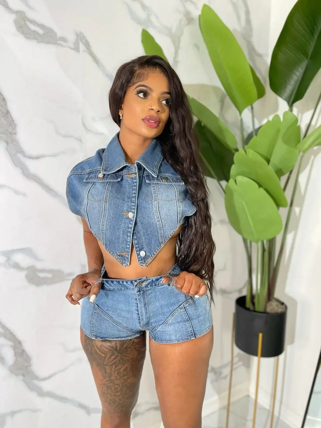 Two Piece Sets Women Denim Outfits Shorts Top Single Breasted Stretch Matching Sets 2025 Y2k Streetwear Sexy Short Pants Suit