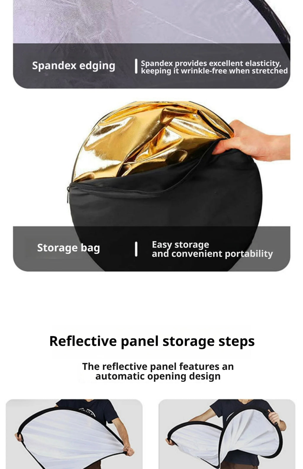 2-in-1 Dual Sided Gold Silver Reflector Portable Foldable Light Panel for Portrait Live Streaming Studio Outdoor Photography