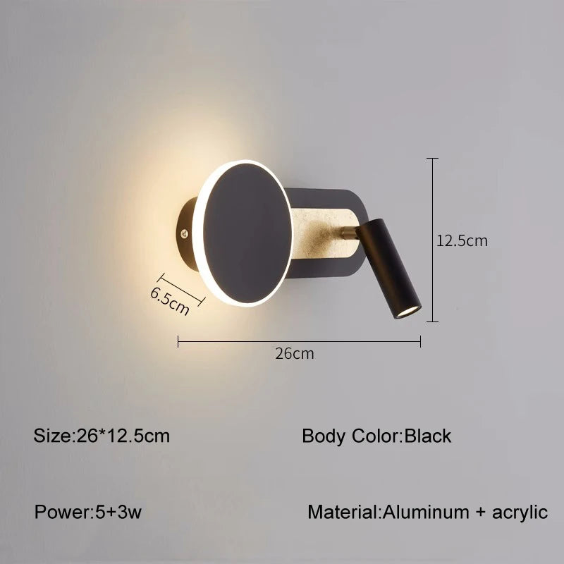 Modern LED Wall Light Living Room Bedroom Study Reading Wall Lamps Indoor With Switch Hotel Decorative Lighting Fixtures