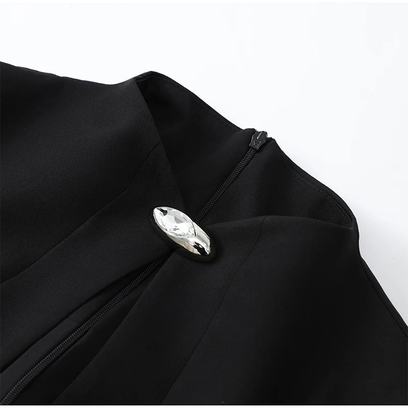 Elegant Hollow Out Mini Dress Women Sexy Long Sleeve Bodycon Waist Cinching Vestidos 2025 Chic Autumn Office Lady Commute Robes
