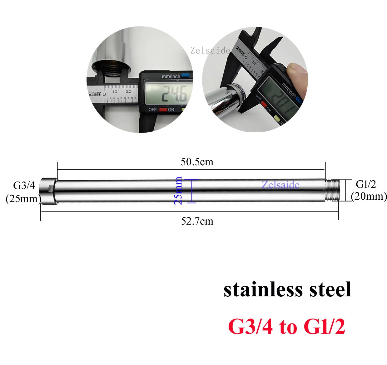 10/20/30/40/50/60/70cm brass/stainless steel shower extension rod, shower lengthen pipe