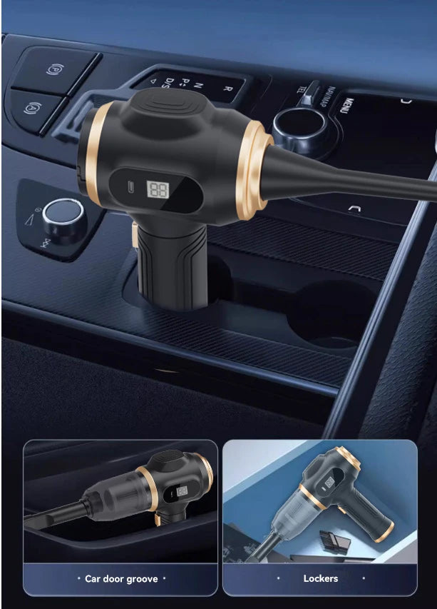 Powerful 2-in-1 Air Duster & Vacuum, Handheld Cordless Cleaner with Digital Display for Electronics Car Home Office