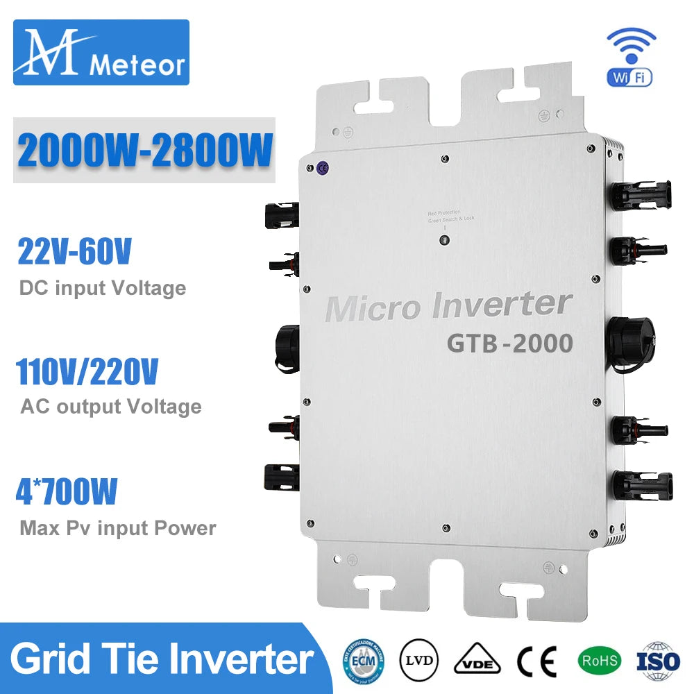 2000W 2400W 2800W Micro Inverter 110V or 220V 230V MPPT On Grid Solar System for Home Appliance Camping Waterproof IP65