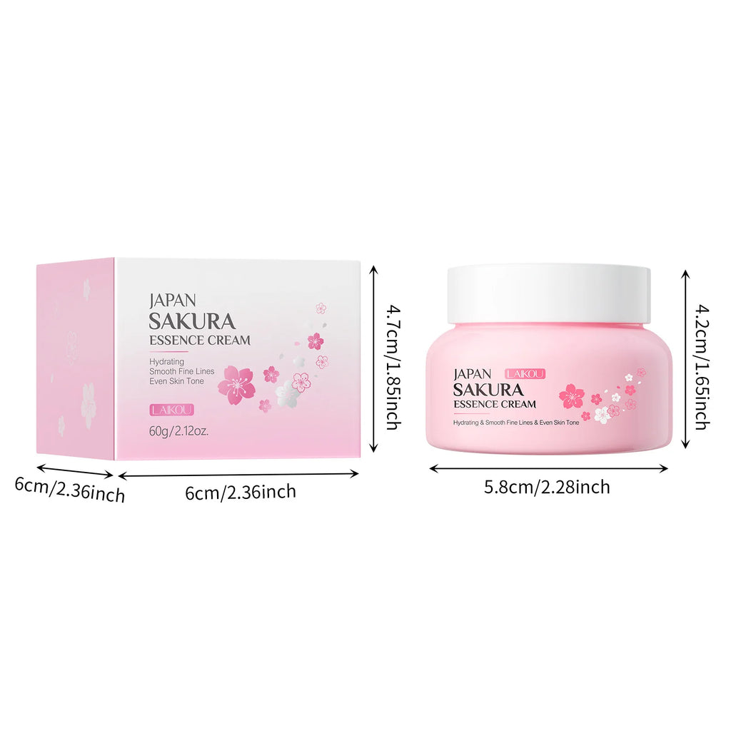 LAIKOU Japan Sakura Essence Cream Cherry Blossom Facial Cream Heavy Moisturizer Hydrating Dry Rough Skin Face Care 25/60g ﻿