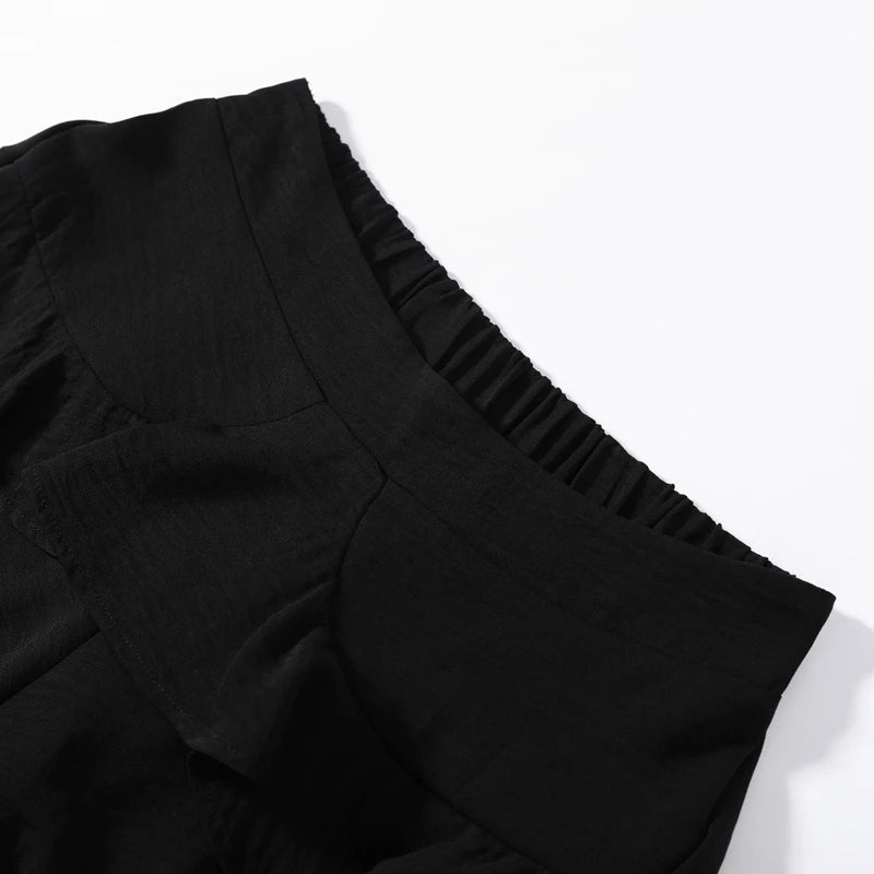 Ruffle Street Cascading Women's Y2k Pants Fashion Elastic Waist Wide-leg Female Trousers 2026 Summer Chic Holiday New Lady Pant