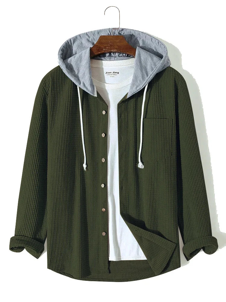 Men Cardigan Single Breasted Hoodies Hooded Sweatshirts Spliced Button Long Sleeve Outerwear Casual Sports Pockets Loose