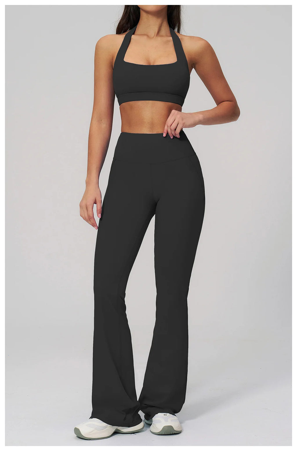 Women's Tracksuits 2PCS Flared Pants Yoga Set Gym Fitness Outfits Female Shockproof Sports Bra Yoga Workout Clothes Sports Sets