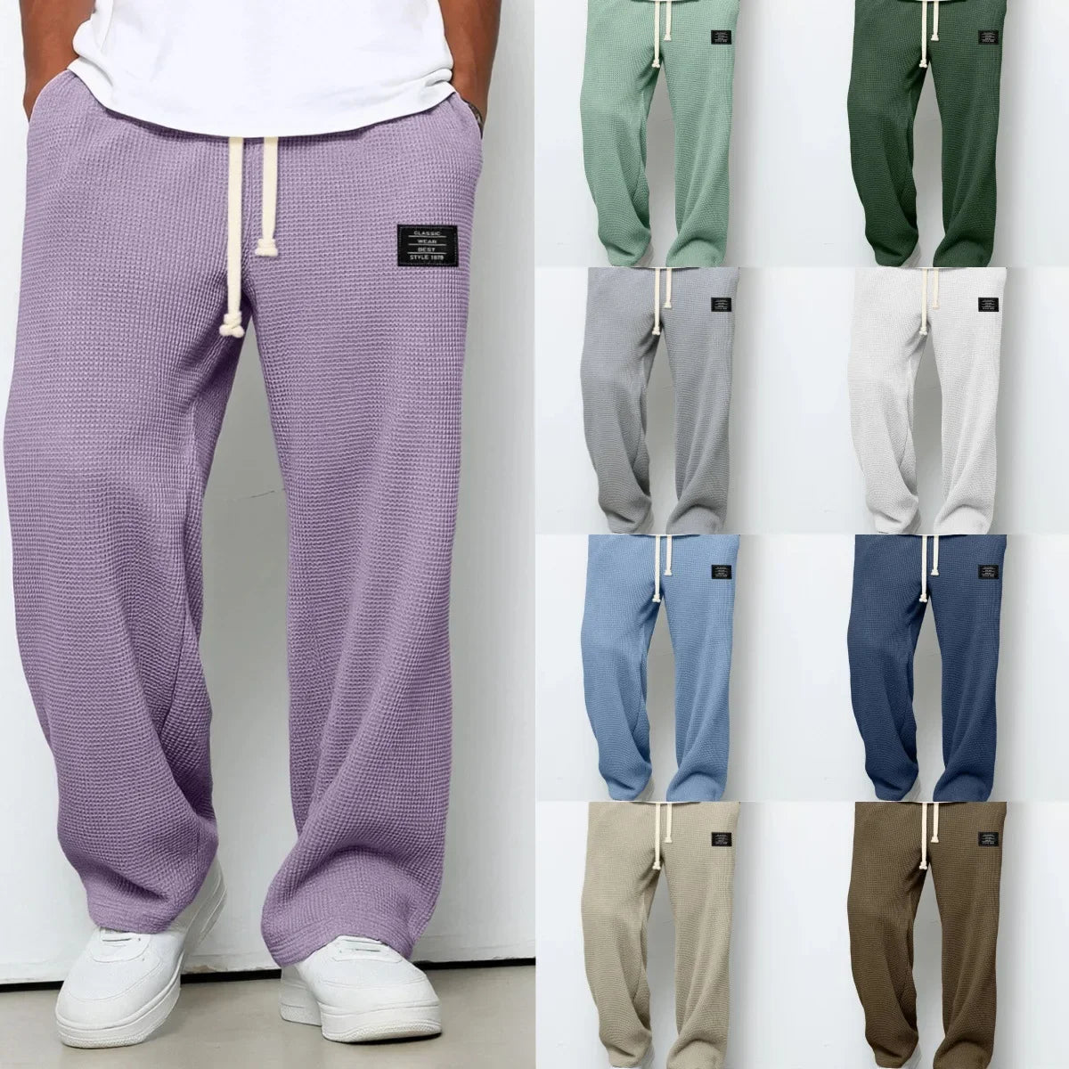 Men's Stretch Straight-Leg Sweatpants Spring-Autumn Fashion Loose-Fitting Wide-Leg Casual Pants for Sports and Leisure