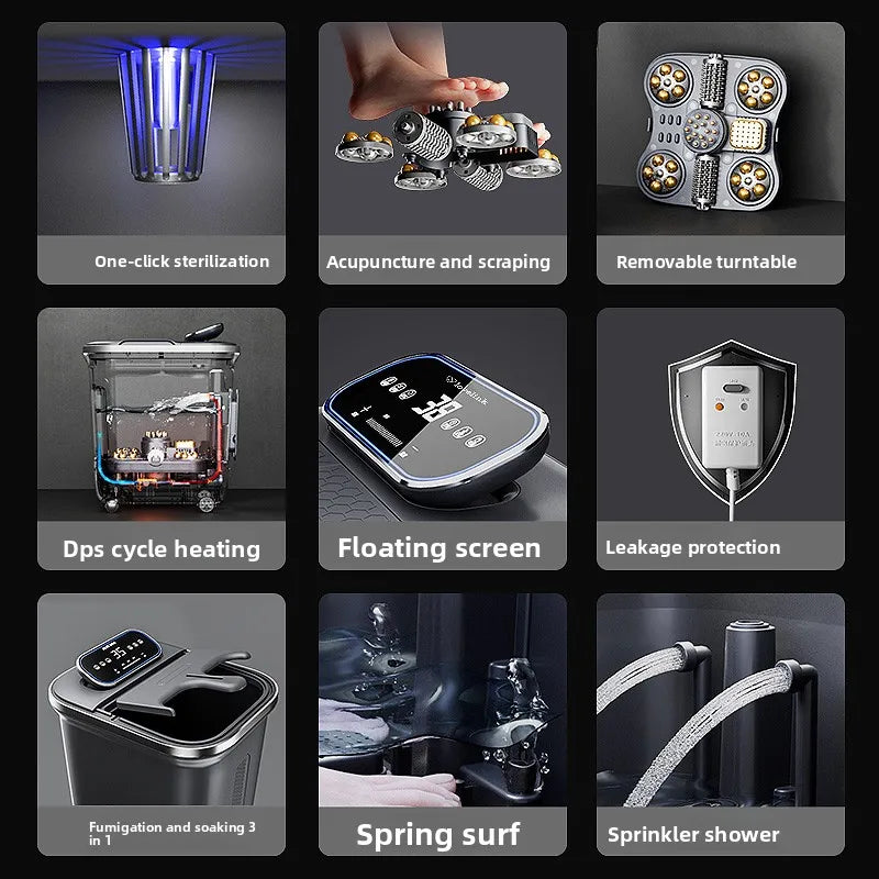 Electric Foot Bath Bucket Vibration Sterilization Foot Spa Bubbles Footbath Machine for Relieve Pressure Relaxation Foot Massage