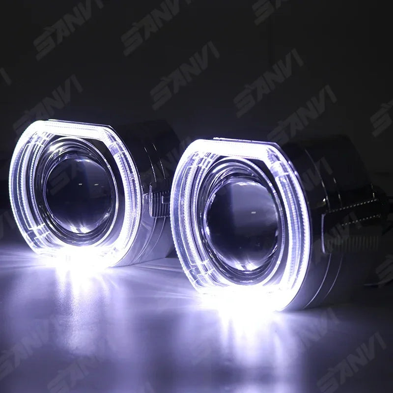 SANVI 110W F50 3.0 Bi LED Lenses with LED Angel Eyes Shrouds for Headlights Hella G5 3R Projector LHD RHD Car Light Retrofit
