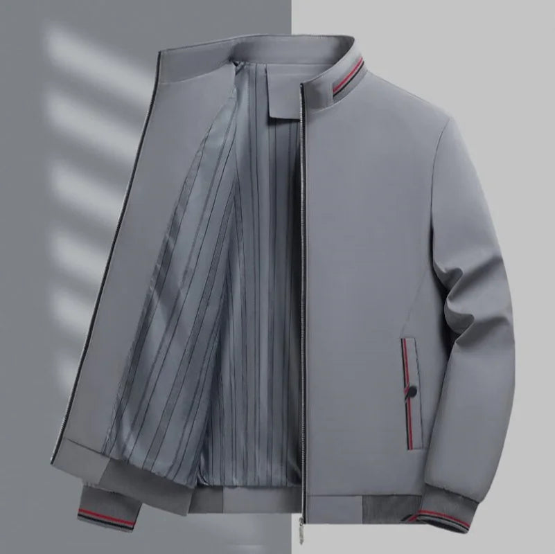 Mens Jacket Casual Fashionable, High Quality Stand Collar Light Outerwear Windproof Comfortable Slim Fit Coat for Walking Sports