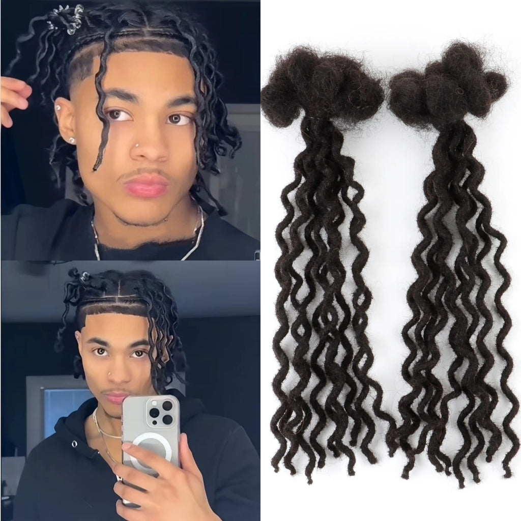 Curly Wave Human Hair Loc Extensions – Handmade Dreadlock Style