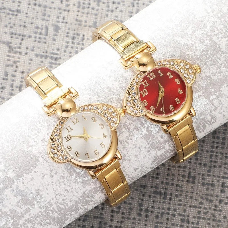 Irregular alloy case Arabic numeral classic dial Stars-shaped diamond-encrusted fashion Stainless Steel Bracelet ladies watch