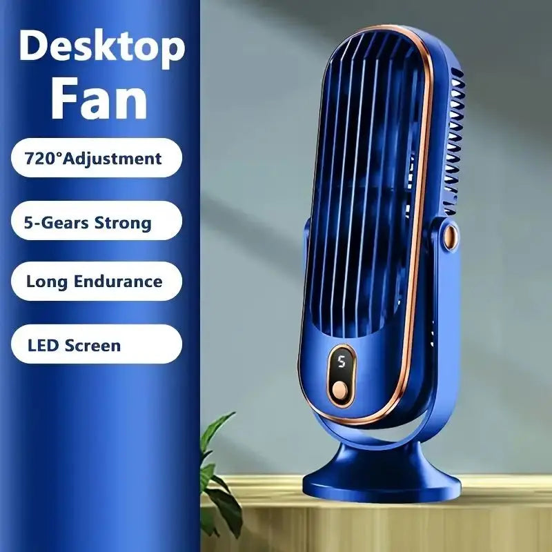 Portable USB Fan | 5 Speeds, 720° Swivel, Quiet Cool Breeze, Air Circulation, Indoor/Outdoor Use, Ideal For Home, Office, Travel - Beauty